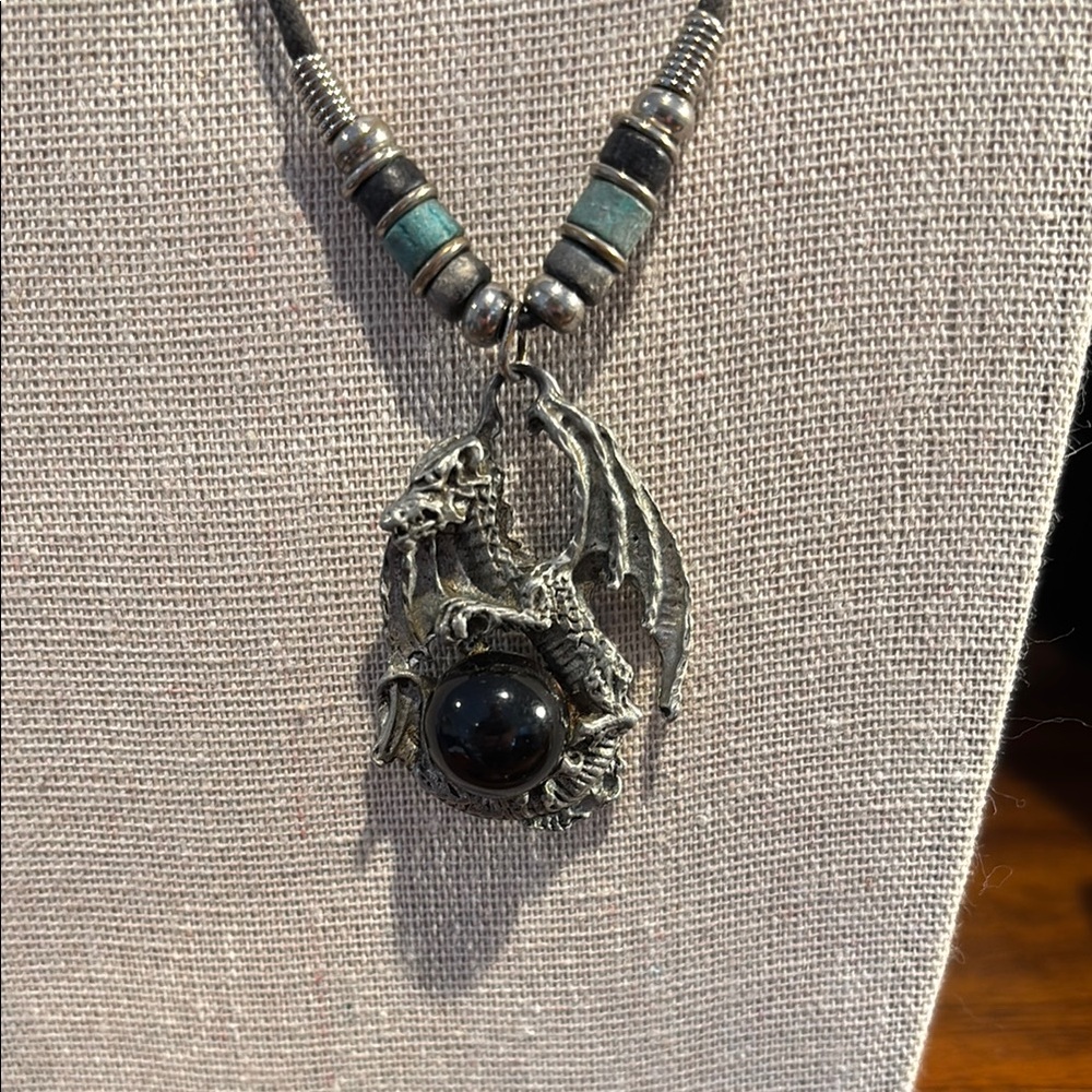 Silver Dragon Pendant Necklace
